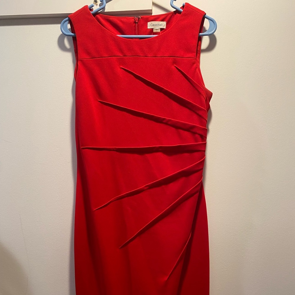 Red Calvin Klein sleeveless dress